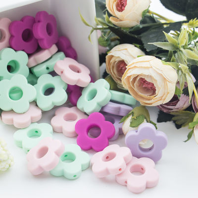 Çiçek Delikleri Silikon Diş Çıkarma Boncuk 4.5 cm DIY Emzik Klip Chew Kolye