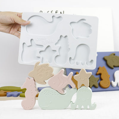 Kalite  Sea Ocean Animals Silicone Puzzle , Educational Montessori Baby Puzzle Fabrika