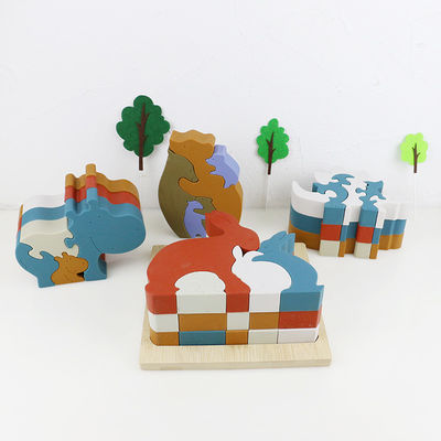 Ahşap Bambu Tabanlı Silikon Yapboz, 3D Bebek Yapboz Yapbozlarını Özelleştirin