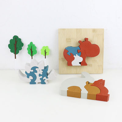 Ahşap Bambu Tabanlı Silikon Yapboz, 3D Bebek Yapboz Yapbozlarını Özelleştirin