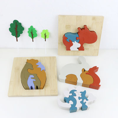 Ahşap Bambu Tabanlı Silikon Yapboz, 3D Bebek Yapboz Yapbozlarını Özelleştirin