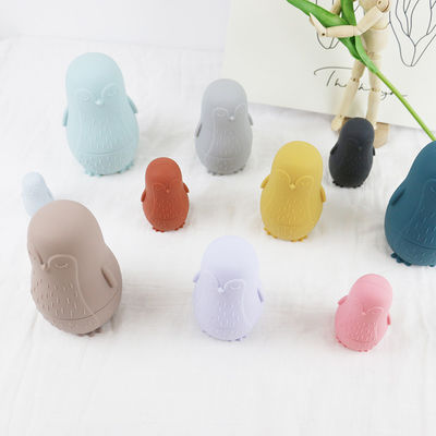 Penguin silikon yığma oyuncağı bebek silikon oyuncakları bebekler için yığma banyo oyunu