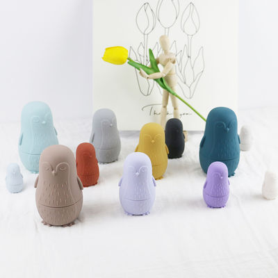 Penguin silikon yığma oyuncağı bebek silikon oyuncakları bebekler için yığma banyo oyunu