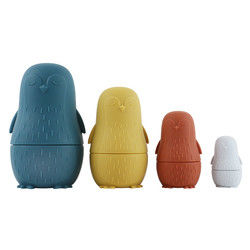 Penguin silikon yığma oyuncağı bebek silikon oyuncakları bebekler için yığma banyo oyunu