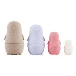 Penguin silikon yığma oyuncağı bebek silikon oyuncakları bebekler için yığma banyo oyunu