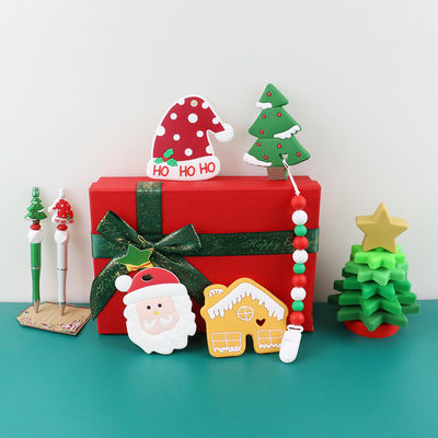 BPA Free Bebek Silikon Oyuncaklar, Çocuklar İçin Noel Ağacı İstifleyici Diş Kaşıyıcınız