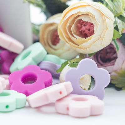 Çiçek Delikleri Silikon Diş Çıkarma Boncuk 4.5 cm DIY Emzik Klip Chew Kolye