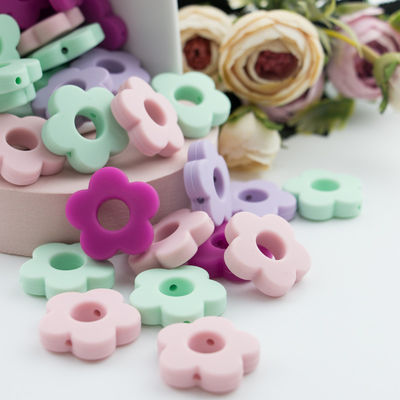 Çiçek Delikleri Silikon Diş Çıkarma Boncuk 4.5 cm DIY Emzik Klip Chew Kolye