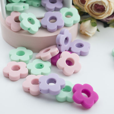 Çiçek Delikleri Silikon Diş Çıkarma Boncuk 4.5 cm DIY Emzik Klip Chew Kolye