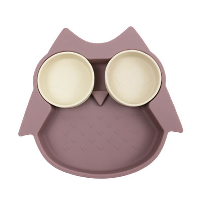 Pantone Renkli Baykuş Şekli Silikon Bebek Emme Plakası Toksik Olmayan BPA İçermez
