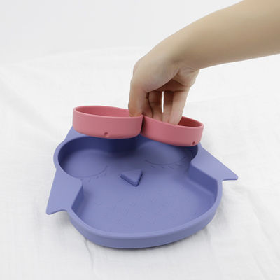 Pantone Renkli Baykuş Şekli Silikon Bebek Emme Plakası Toksik Olmayan BPA İçermez