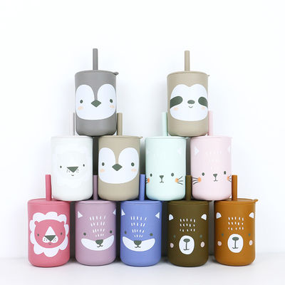 Yürümeye Başlayan Çocuklar İçme İçin BPA Free Straw Cup Silikon Kahve Kupa