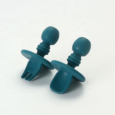 Mini Gıda Sınıfı Silikon Çatal Ve Kaşık BPA Free Bebek Yürümeye Başlayan Çocuklar İçin Toksik Olmayan