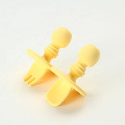 Mini Gıda Sınıfı Silikon Çatal Ve Kaşık BPA Free Bebek Yürümeye Başlayan Çocuklar İçin Toksik Olmayan