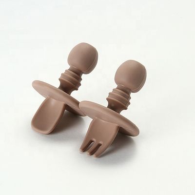 Mini Gıda Sınıfı Silikon Çatal Ve Kaşık BPA Free Bebek Yürümeye Başlayan Çocuklar İçin Toksik Olmayan