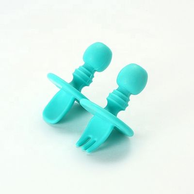 Mini Gıda Sınıfı Silikon Çatal Ve Kaşık BPA Free Bebek Yürümeye Başlayan Çocuklar İçin Toksik Olmayan