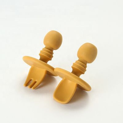 Mini Gıda Sınıfı Silikon Çatal Ve Kaşık BPA Free Bebek Yürümeye Başlayan Çocuklar İçin Toksik Olmayan