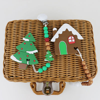 DIY Silikon Noel Ağacı Diş Kaşıyıcı, Diş Çıkarma İçin Güvenli Yumuşak Kauçuk Boncuk