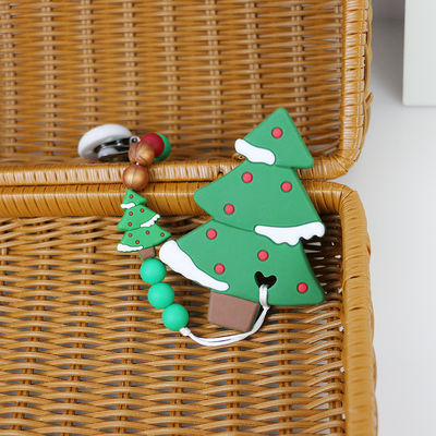 DIY Silikon Noel Ağacı Diş Kaşıyıcı, Diş Çıkarma İçin Güvenli Yumuşak Kauçuk Boncuk