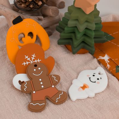 Renkli Özel Silikon Diş Kaşıyıcı, Bebek İçin Çevre Dostu Gingerbread Man Diş Kaşıyıcı