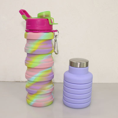 Açık Hava Sporları İçin BPA Ücretsiz Katlanabilir Silikon Su Şişesi 500ml Kapasite