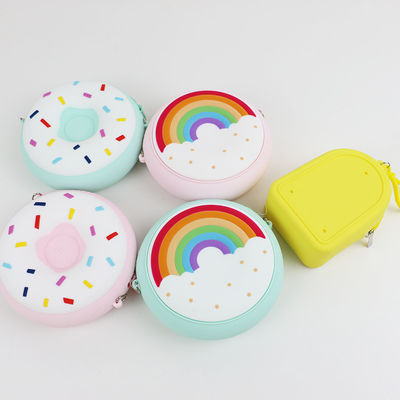 Donut Şekli Fermuarlı Özel Yapılmış Silikon Crossbody Çanta OEM ODM