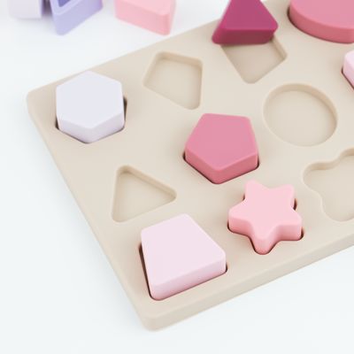Geometrik Şekilli Silikon Yapboz BPA İçermeyen Çocuklar İçin Çevre Dostu Eğitim
