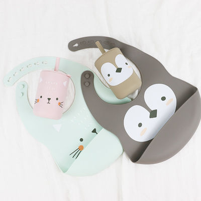 Su geçirmez ve temizlenmesi kolay Silikon Bebek Bib 0-4 Yıllık basılı hayvan modeli silikon besleme bib