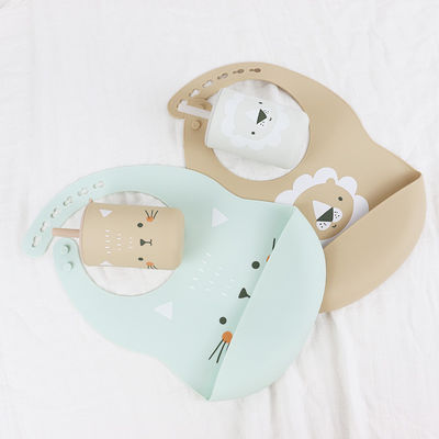 Su geçirmez ve temizlenmesi kolay Silikon Bebek Bib 0-4 Yıllık basılı hayvan modeli silikon besleme bib