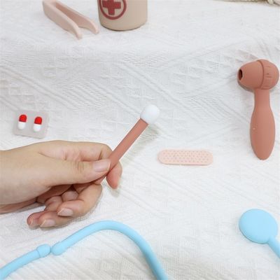 ODM Bebek Silikon Oyuncakları Çevre dostu MOQ 100 BPA Ücretsiz Çocuk Silikon Doktor Kiti