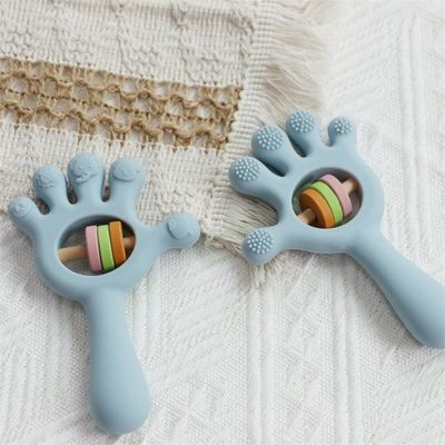 Yumuşak Bebek Silikon Dişleme Kırıltı Palmiye el şeklinde Oyuncaklar: BPA-Bünyesiz, Zehirli Değil, Çiğnenir