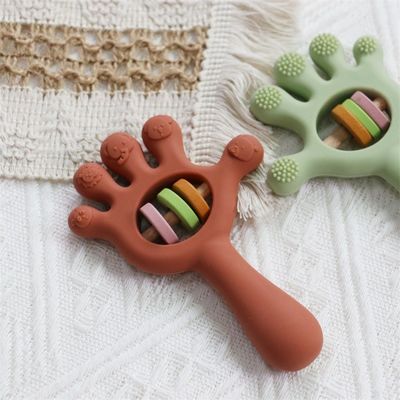 Yumuşak Bebek Silikon Dişleme Kırıltı Palmiye el şeklinde Oyuncaklar: BPA-Bünyesiz, Zehirli Değil, Çiğnenir