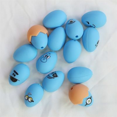 Silikon Dişleme Boncukları Yumuşak Güvenli Dayanıklı Paskalya Silikon Yumurta Boncukları Kalem Yapımı için Delikli