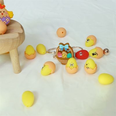Özel Baskı Tasarımı ile Silikon Dişleme Boncukları Kabuk Fokalları ile Silikon 3D Paskalya Yumurtaları