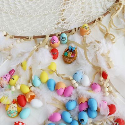 Özel Baskı Tasarımı ile Silikon Dişleme Boncukları Kabuk Fokalları ile Silikon 3D Paskalya Yumurtaları