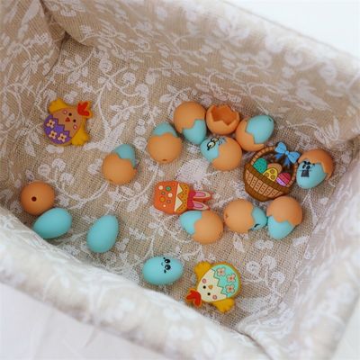 Özel Baskı Tasarımı ile Silikon Dişleme Boncukları Kabuk Fokalları ile Silikon 3D Paskalya Yumurtaları