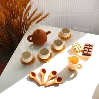 CE Güvenlik Standartı Bebek Silikon Oyuncakları Silikon Oyuncakları Çaydan Set 17PCS