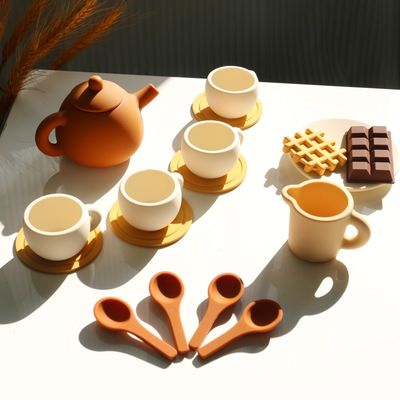 CE Güvenlik Standartı Bebek Silikon Oyuncakları Silikon Oyuncakları Çaydan Set 17PCS