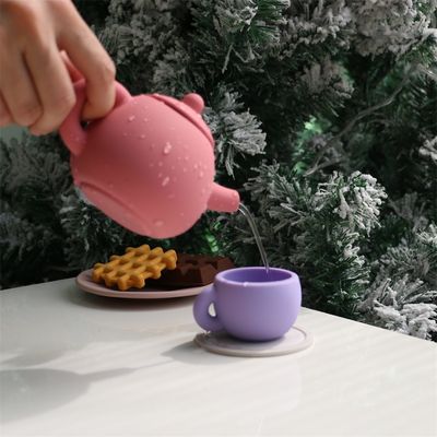 Son Çocuk Oyuncakları BPA Ücretsiz Gıda Sınıfı 17pcs Seti Silikon Kupa Kaşık Kıyısı Tatlı Çaydanlık Oyuncak Paketi