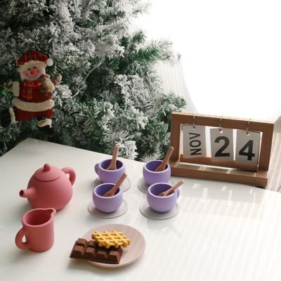 Son Çocuk Oyuncakları BPA Ücretsiz Gıda Sınıfı 17pcs Seti Silikon Kupa Kaşık Kıyısı Tatlı Çaydanlık Oyuncak Paketi