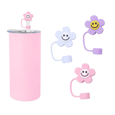 Farklı Çiçek Silikon Saman Saman Şapka Kapak Toppers Tumbler Cup için Kapaklar