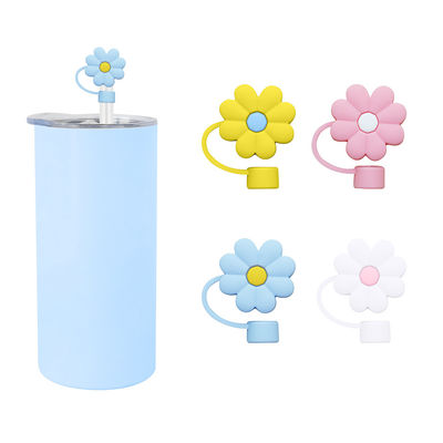 Farklı Çiçek Silikon Saman Saman Şapka Kapak Toppers Tumbler Cup için Kapaklar