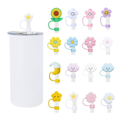 Farklı Çiçek Silikon Saman Saman Şapka Kapak Toppers Tumbler Cup için Kapaklar