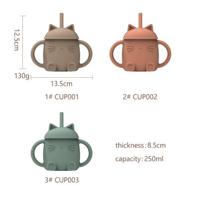 Basılı Özellik İçme Silikon Sippy Cup Çöple