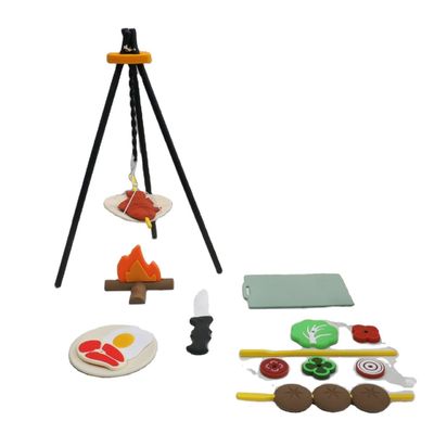 Özel Logo 19 PC Silikon Sahte BBQ Grill Oyun Mutfak Aşçı Oyuncak Mini Şef Barbekü Rol Oyunculuğu Set Çocuk Mutfak Oyuncakları Hediye