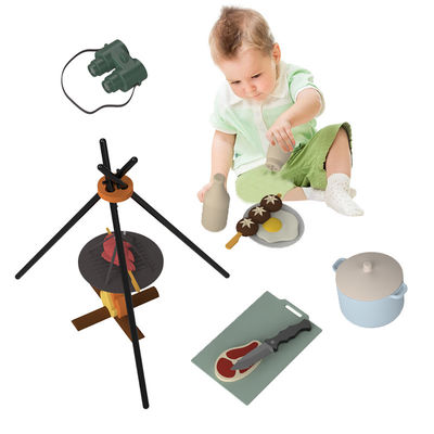 Özel Logo 19 PC Silikon Sahte BBQ Grill Oyun Mutfak Aşçı Oyuncak Mini Şef Barbekü Rol Oyunculuğu Set Çocuk Mutfak Oyuncakları Hediye