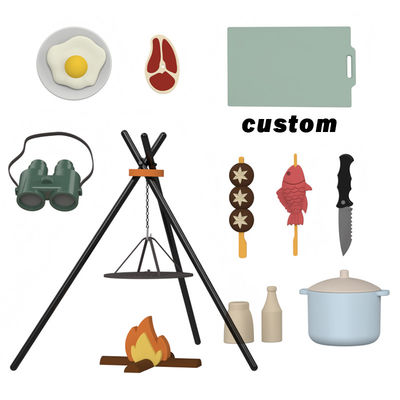 Özel Logo 19-PC Silikon Mini Şef Barbekü Rol Oynayan Mutfak Aşçı Oyuncak Set Sahte Piknik Oyun Mutfak Oyuncaklar Hediye Bebek Oyuncaklar