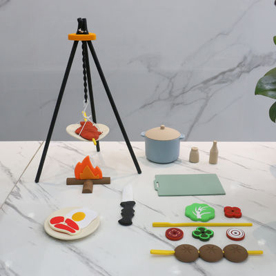 Özel Logo 19-PC Silikon Mini Şef Barbekü Rol Oynayan Mutfak Aşçı Oyuncak Set Sahte Piknik Oyun Mutfak Oyuncaklar Hediye Bebek Oyuncaklar