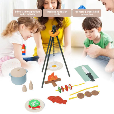 Özel Logo 19-PC Silikon Mini Şef Barbekü Rol Oynayan Mutfak Aşçı Oyuncak Set Sahte Piknik Oyun Mutfak Oyuncaklar Hediye Bebek Oyuncaklar