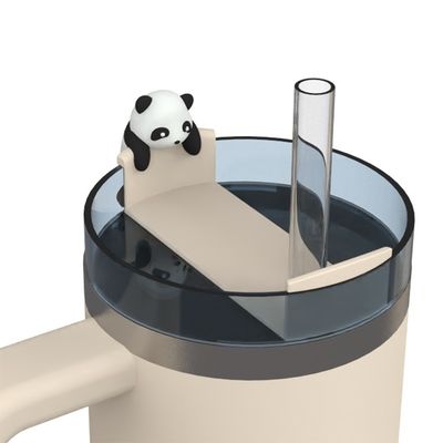 Sevimli Hayvan Silikon Hasır Kapakları ve Şişe Aksesuarları – 4'lü Tumbler Dekorasyon Seti